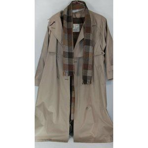 London Fog Womens Tan Darci Size 12P Removable Lining Trench Coat & Scarf USA